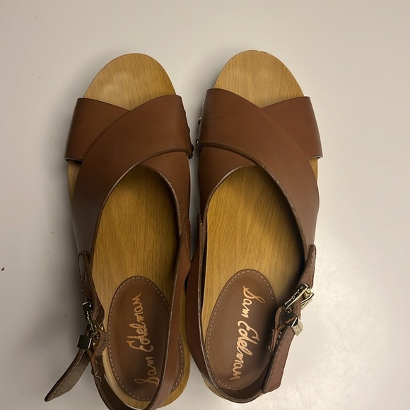 Sam Edelman size 7 Bentlee Brown Leather Studded Open Toe Platform Wedge Sandals - Picture 5 of 7